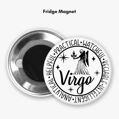 Zodiac Virgo Button Pin / Magnet