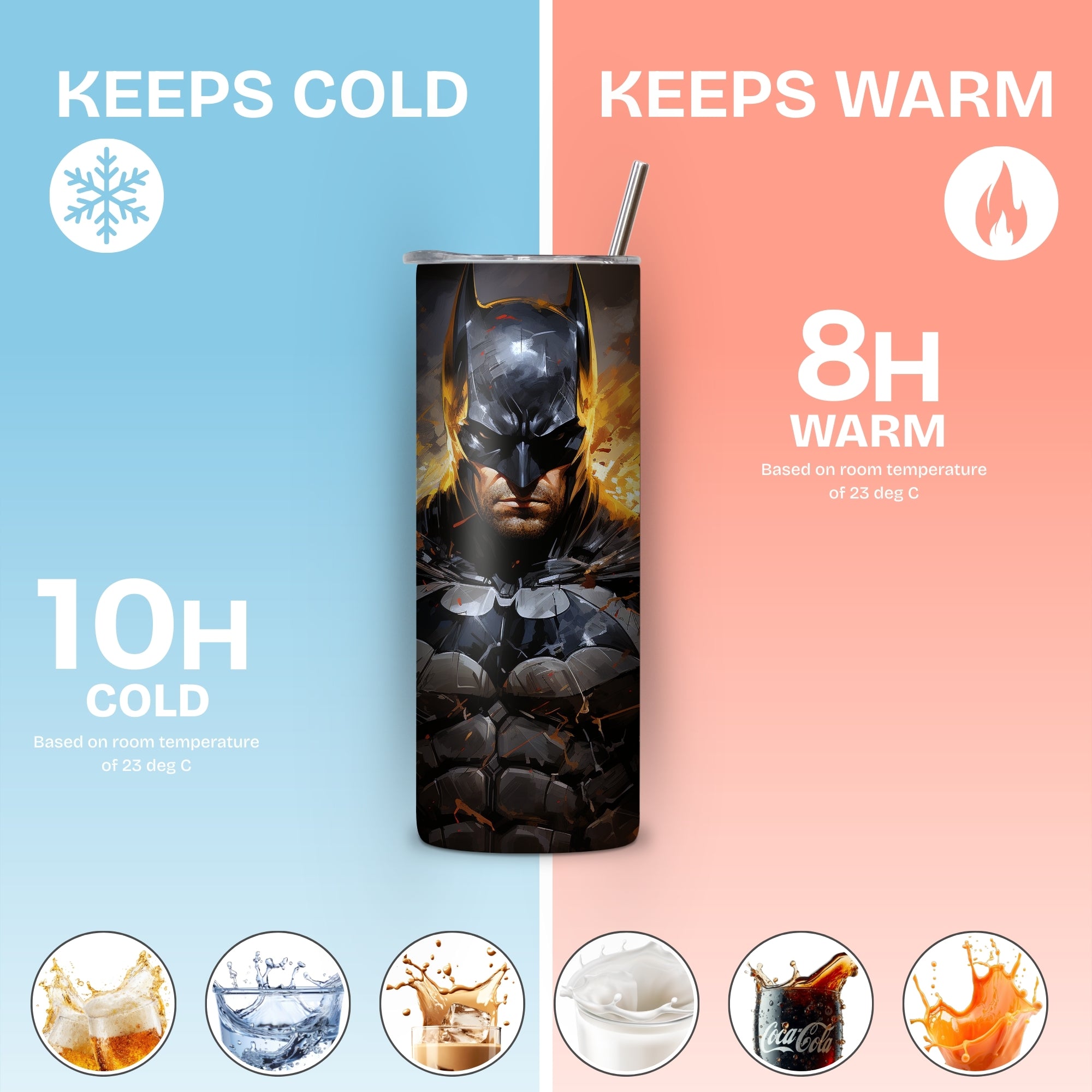 Batman Themed Stainless Steel Vacuum Insulated Tumbler