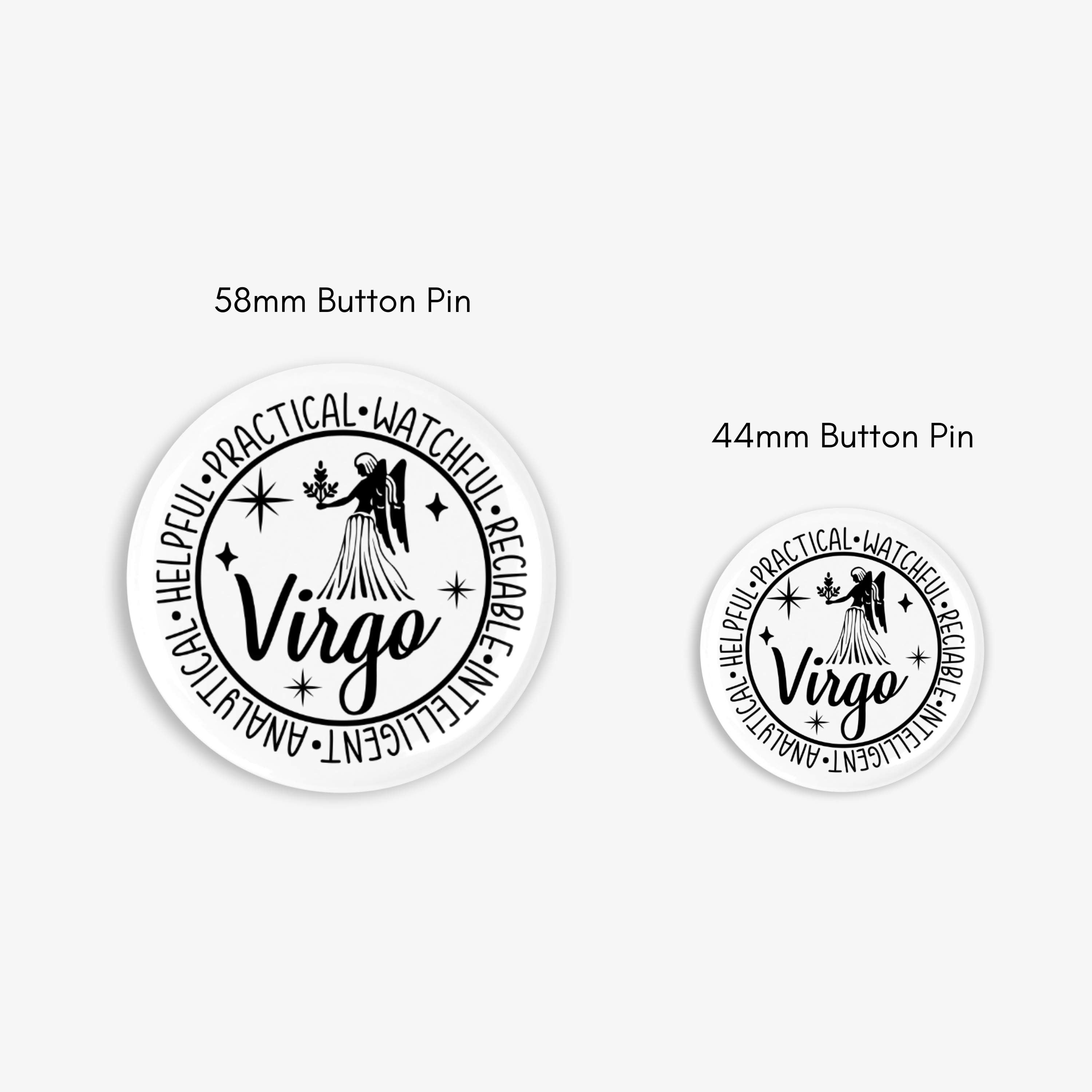 Zodiac Virgo Button Pin / Magnet