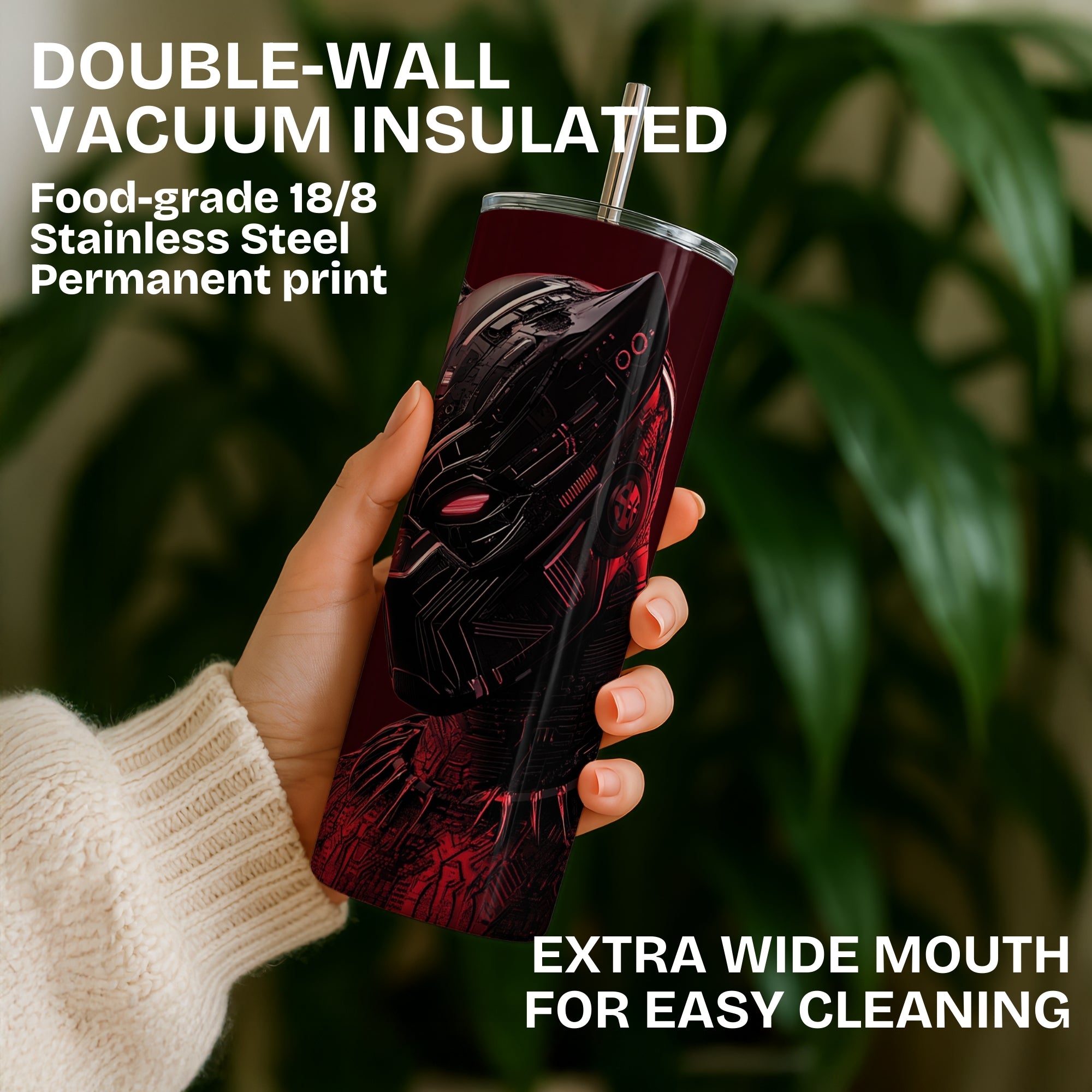 Red Panther Themed Stainless Steel Vacuum Insulated Tumbler