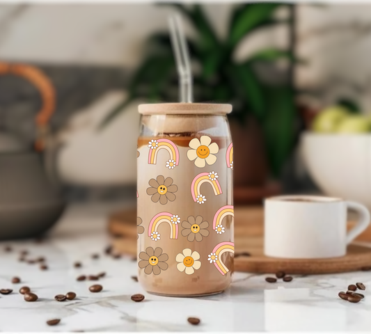 Retro Rainbows - Glass Tumbler