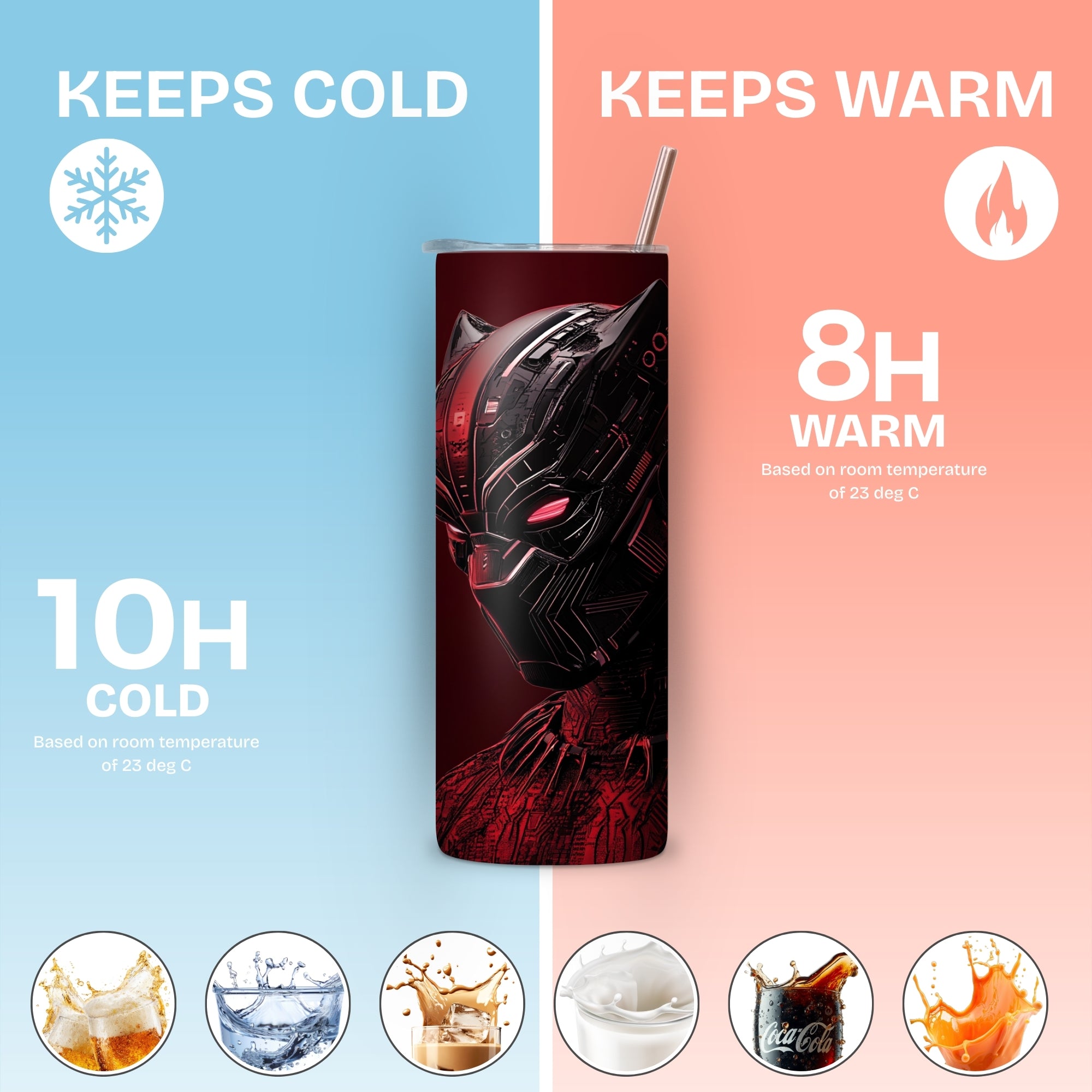 Red Panther Themed Stainless Steel Vacuum Insulated Tumbler