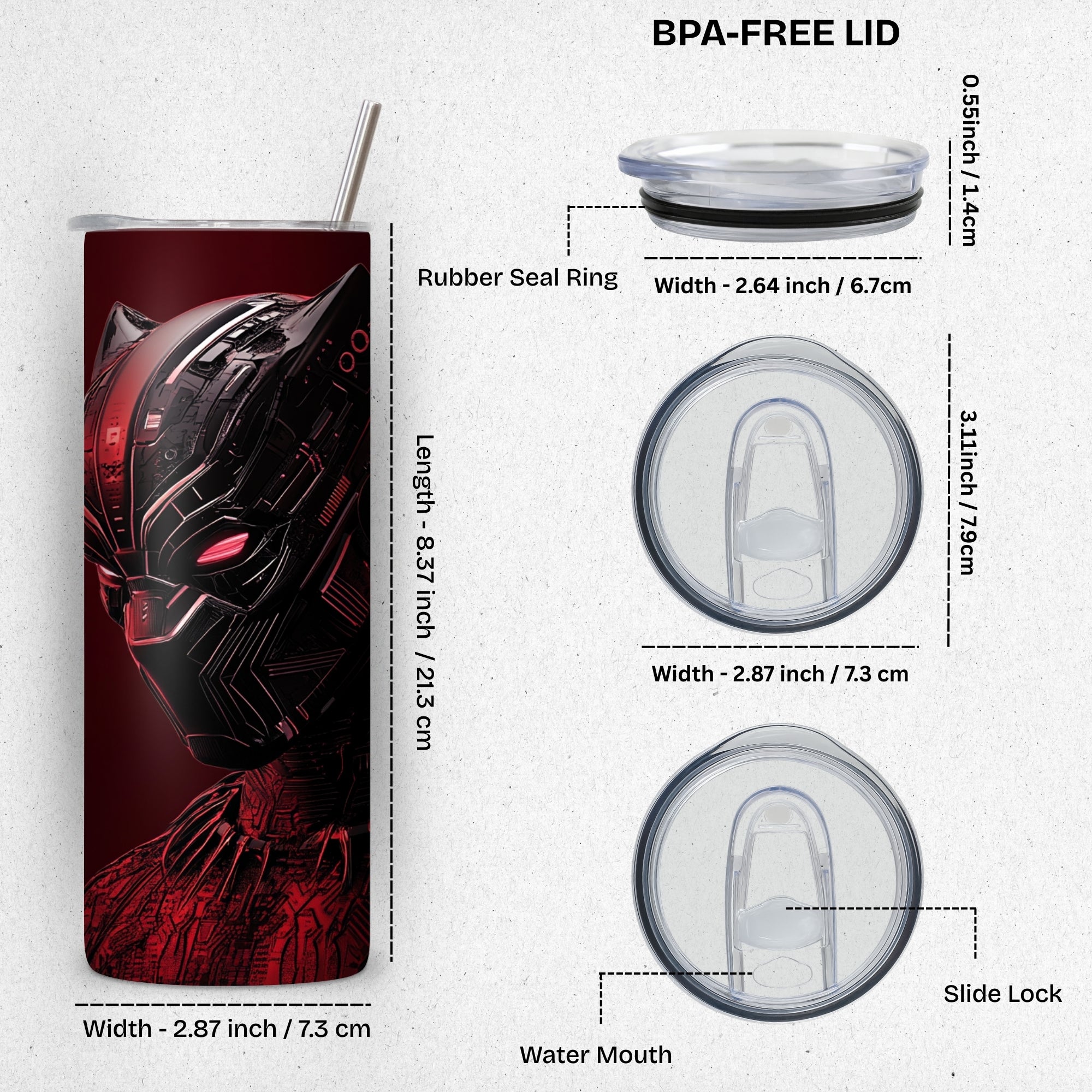 Red Panther Themed Stainless Steel Vacuum Insulated Tumbler