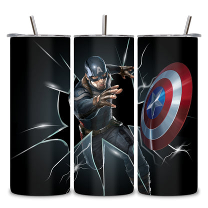 Captain America Themed Stainless Steel Vacuum Insulated Tumbler