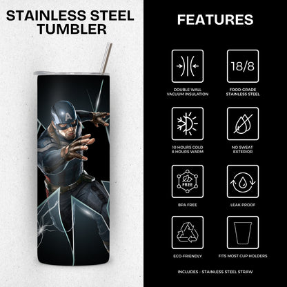Captain America Themed Stainless Steel Vacuum Insulated Tumbler