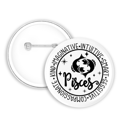 Zodiac Pisces Button Pin / Magnet