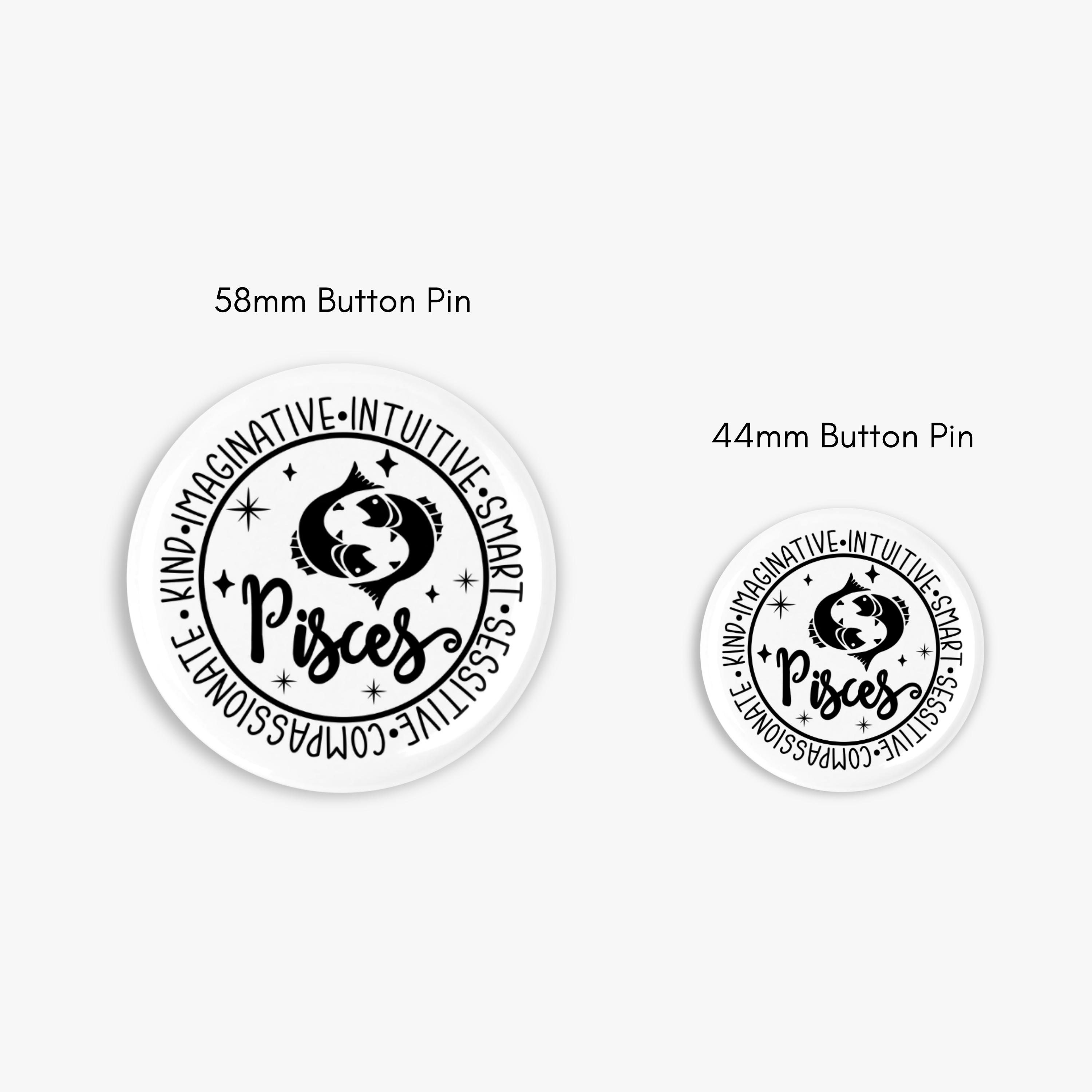 Zodiac Pisces Button Pin / Magnet