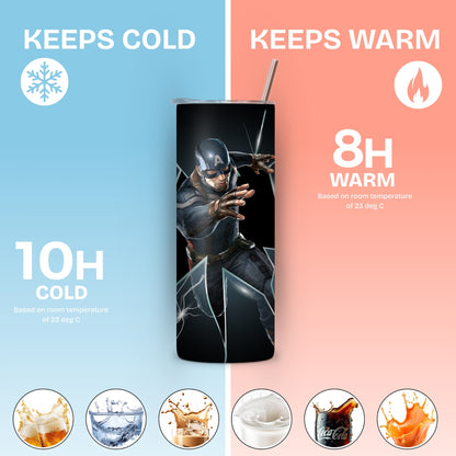 Captain America Themed Stainless Steel Vacuum Insulated Tumbler