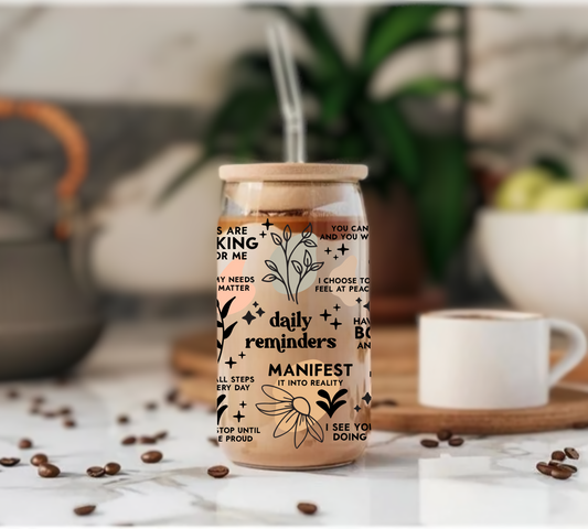 Daily Reminders B - Glass Tumbler