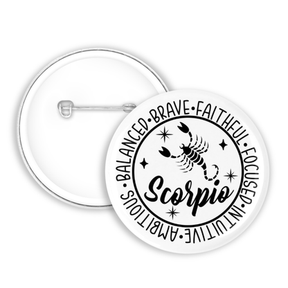 Zodiac Scorpio Button Pin / Magnet