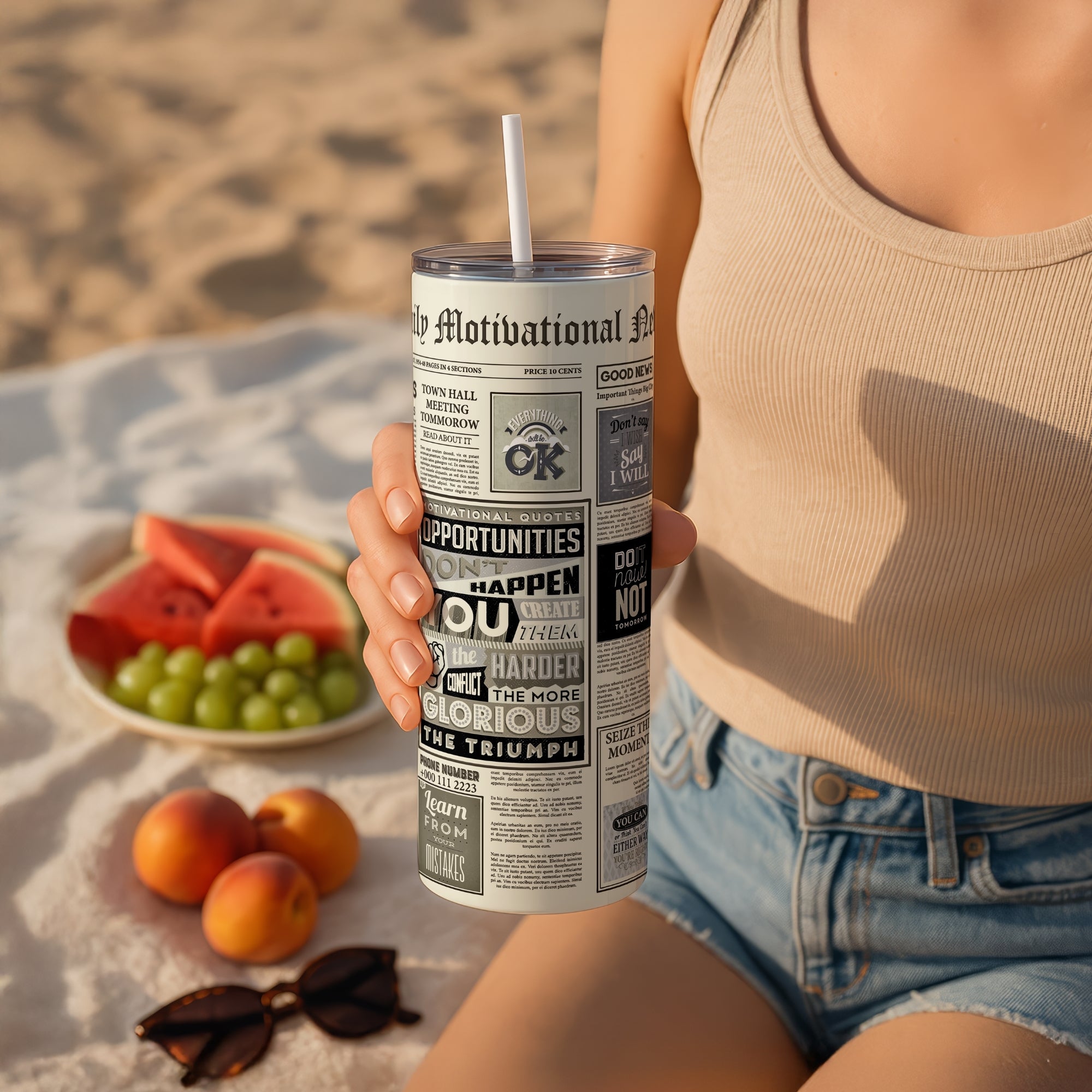 Motivational News Paper Stainless Steel Tumbler