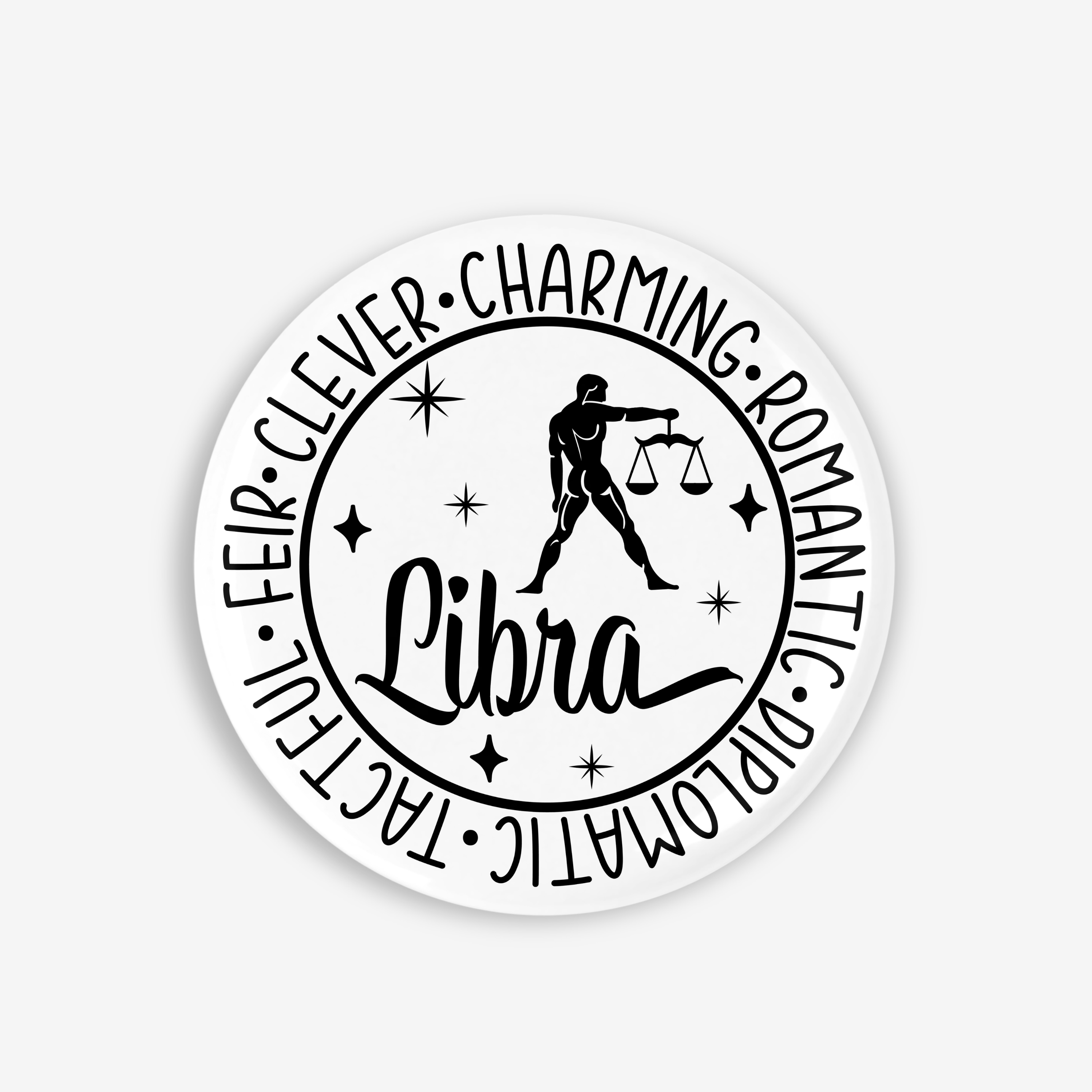 Zodiac Libra Button Pin / Magnet