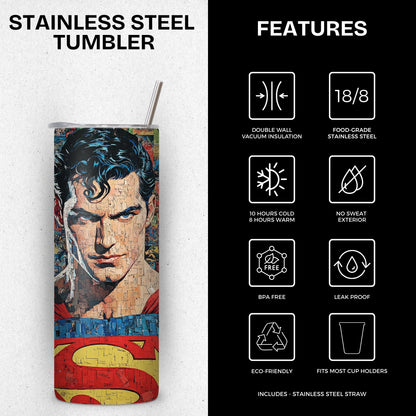 SuperMan Themed Stainless Steel Vacuum Insulated Tumbler