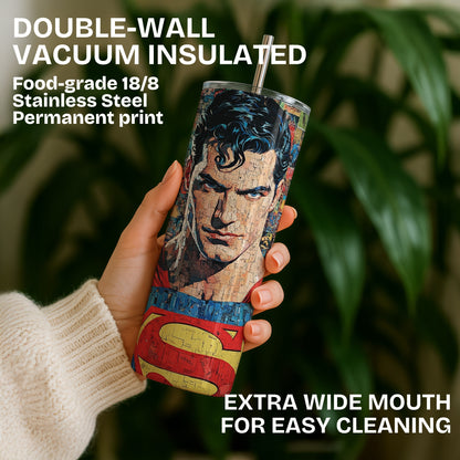 SuperMan Themed Stainless Steel Vacuum Insulated Tumbler
