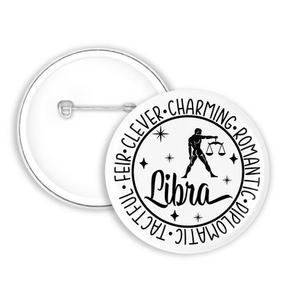 Zodiac Libra Button Pin / Magnet