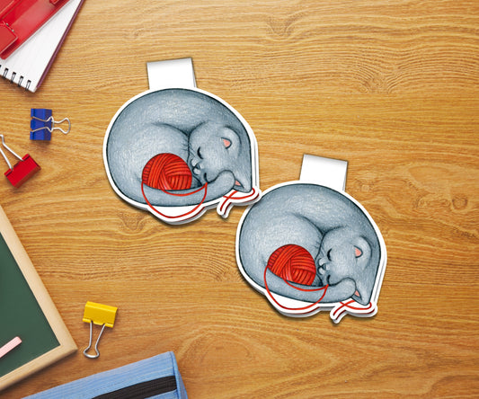 Cats and Yarn Ball Magnetic Bookmark