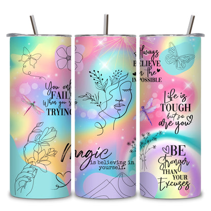 Unicorn Colored  Affirmations Stainless Steel Vacuum Insulated Tumbler