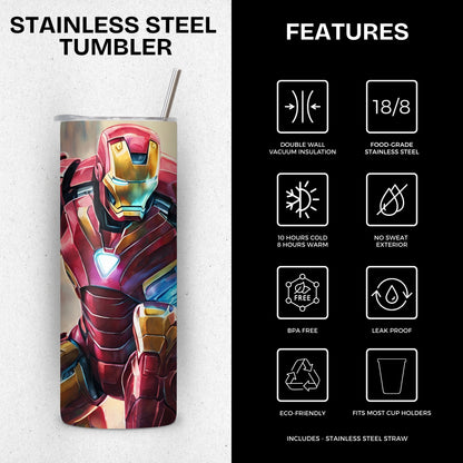 Iron Man Themed Stainless Steel Vacuum Insulated Tumbler