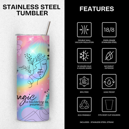 Unicorn Colored  Affirmations Stainless Steel Vacuum Insulated Tumbler