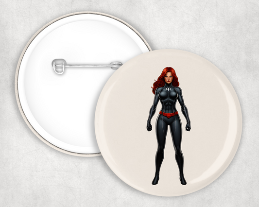 Black Widow Button Badge
