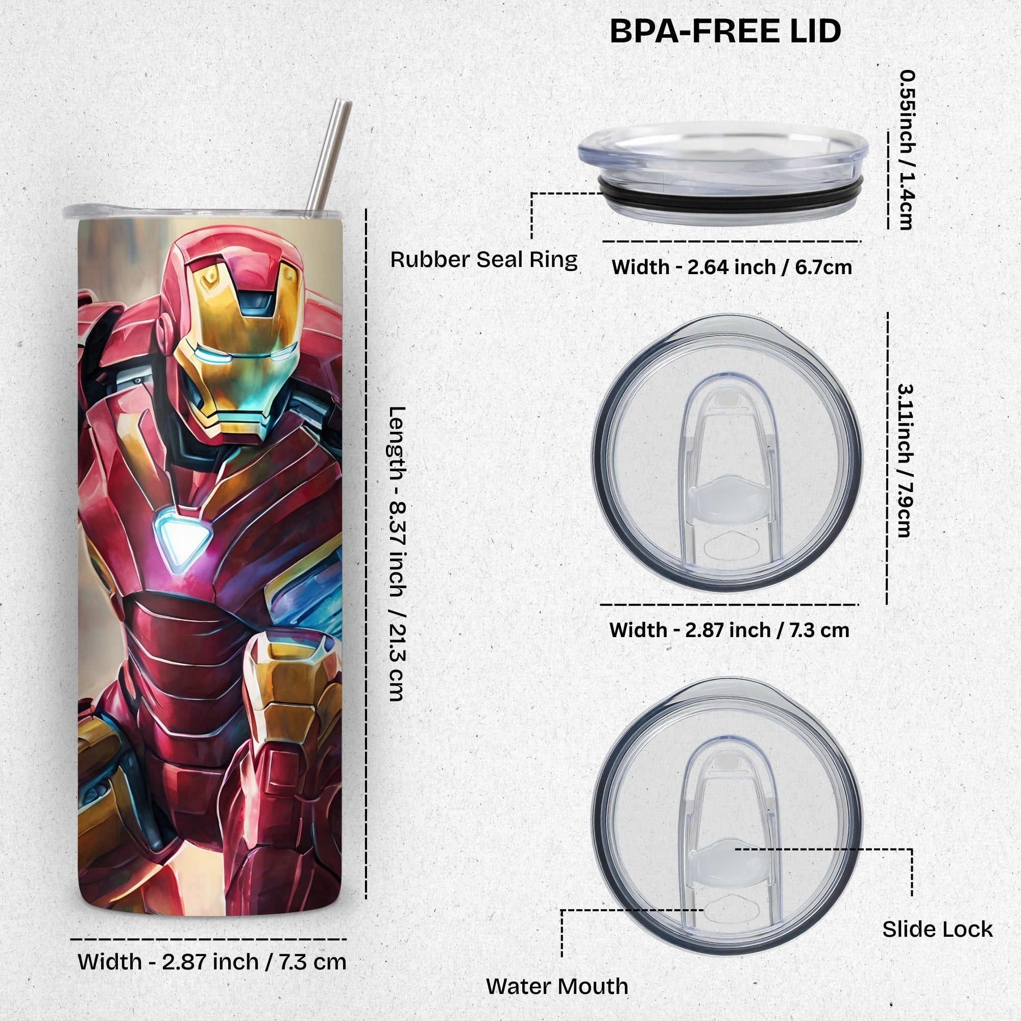 Iron Man Themed Stainless Steel Vacuum Insulated Tumbler