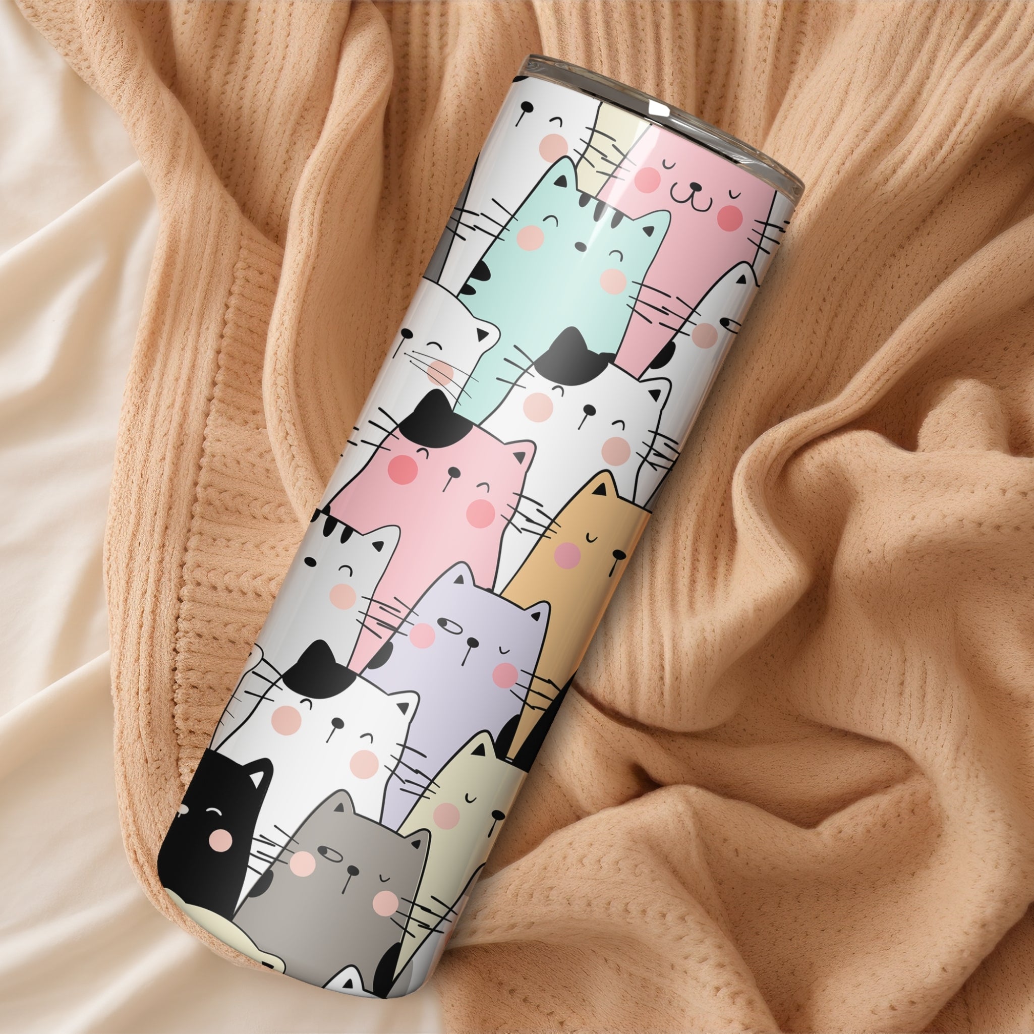 Cute Cats Themed Stainless Steel Vacuum Insulated Tumbler