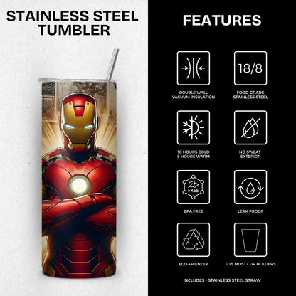 Iron Man Themed Stainless Steel Vacuum Insulated Tumbler