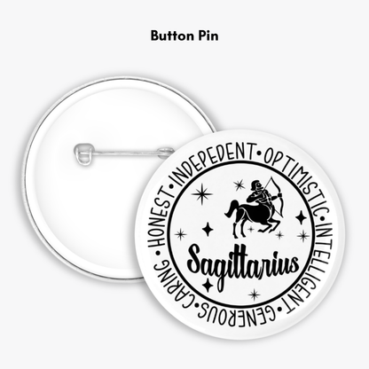 Zodiac Sagittarius Button Pin / Magnet
