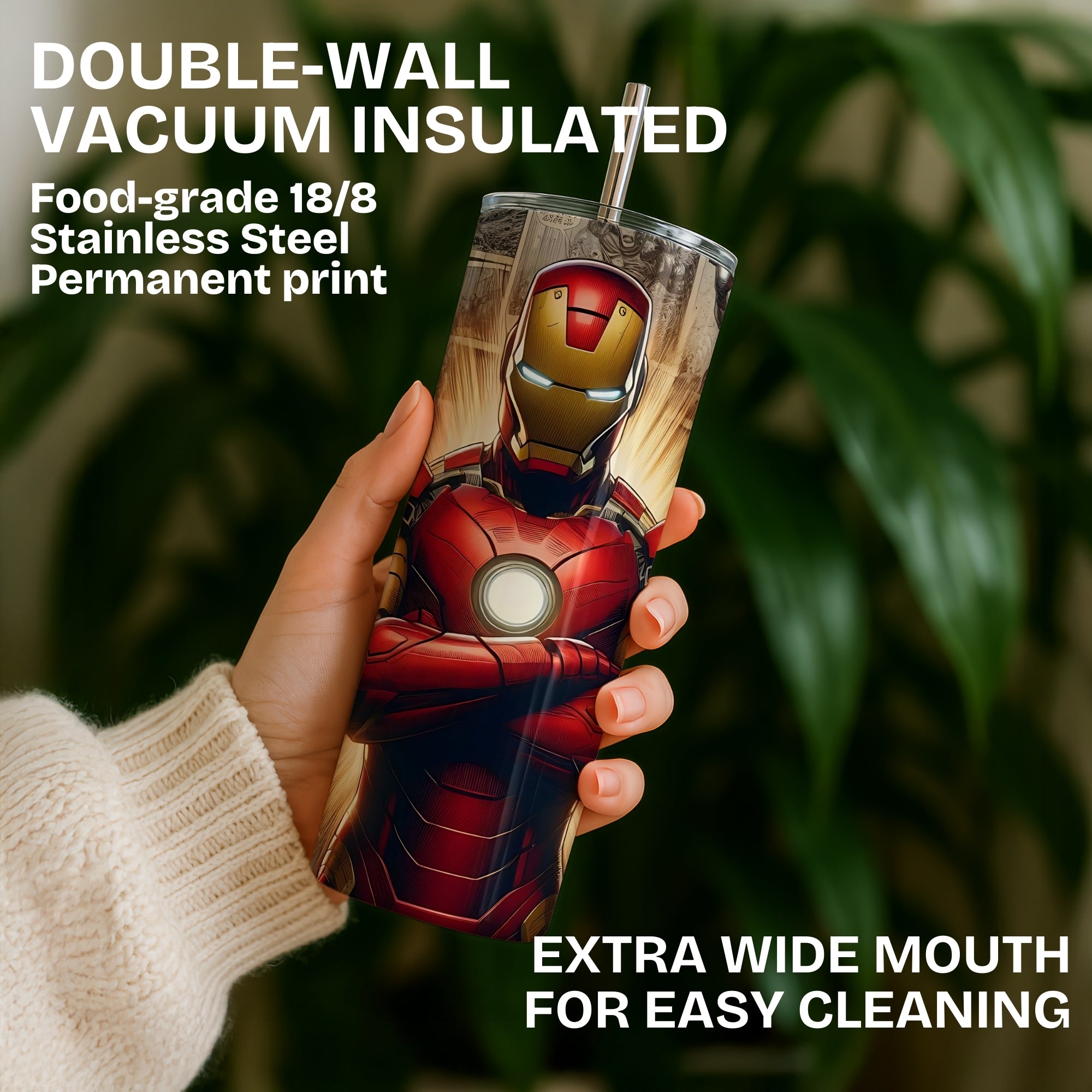 Iron Man Themed Stainless Steel Vacuum Insulated Tumbler