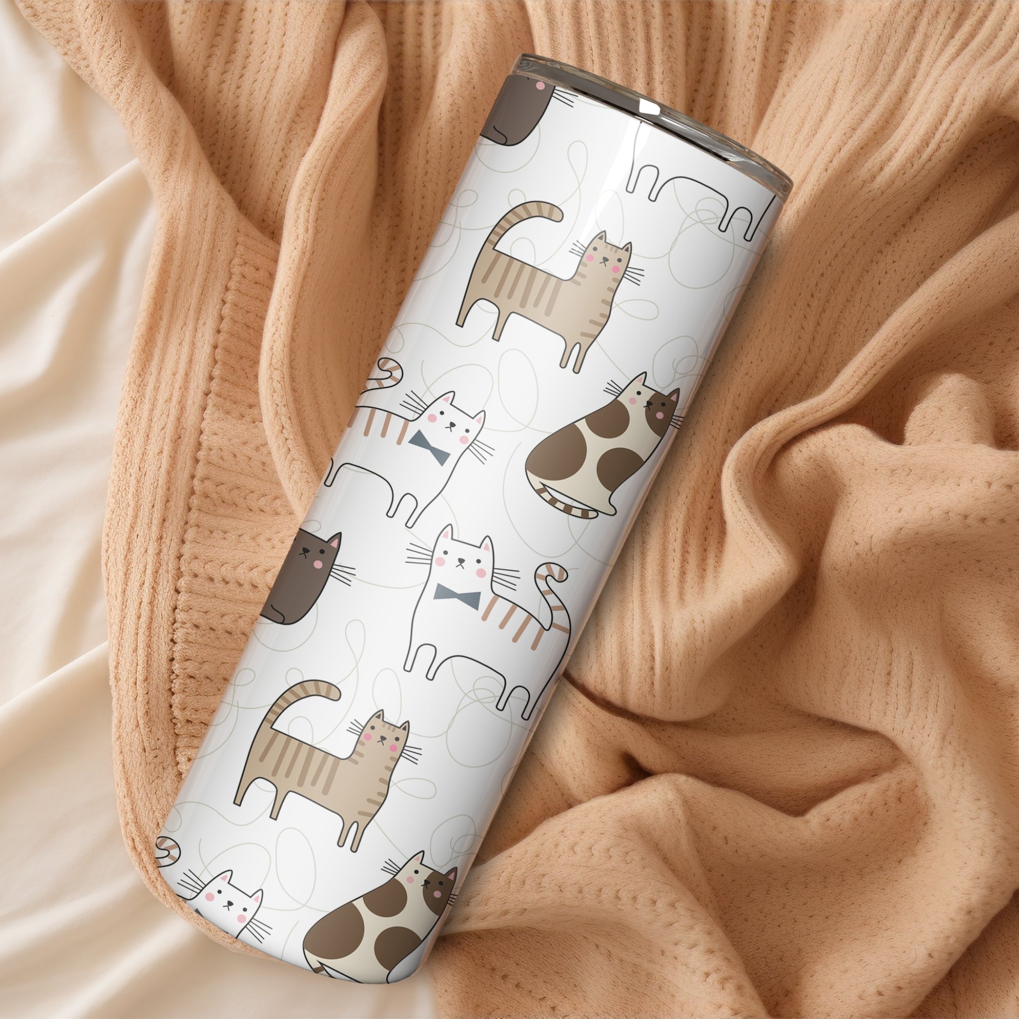 Pastel Cats Themed Stainless Steel Vacuum Insulated Tumbles