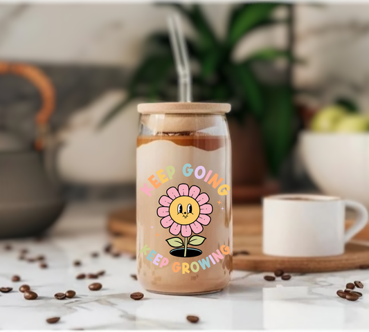 Keep Going Keep Growing - Glass Tumbler