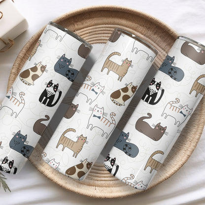 Pastel Cats Themed Stainless Steel Vacuum Insulated Tumbles