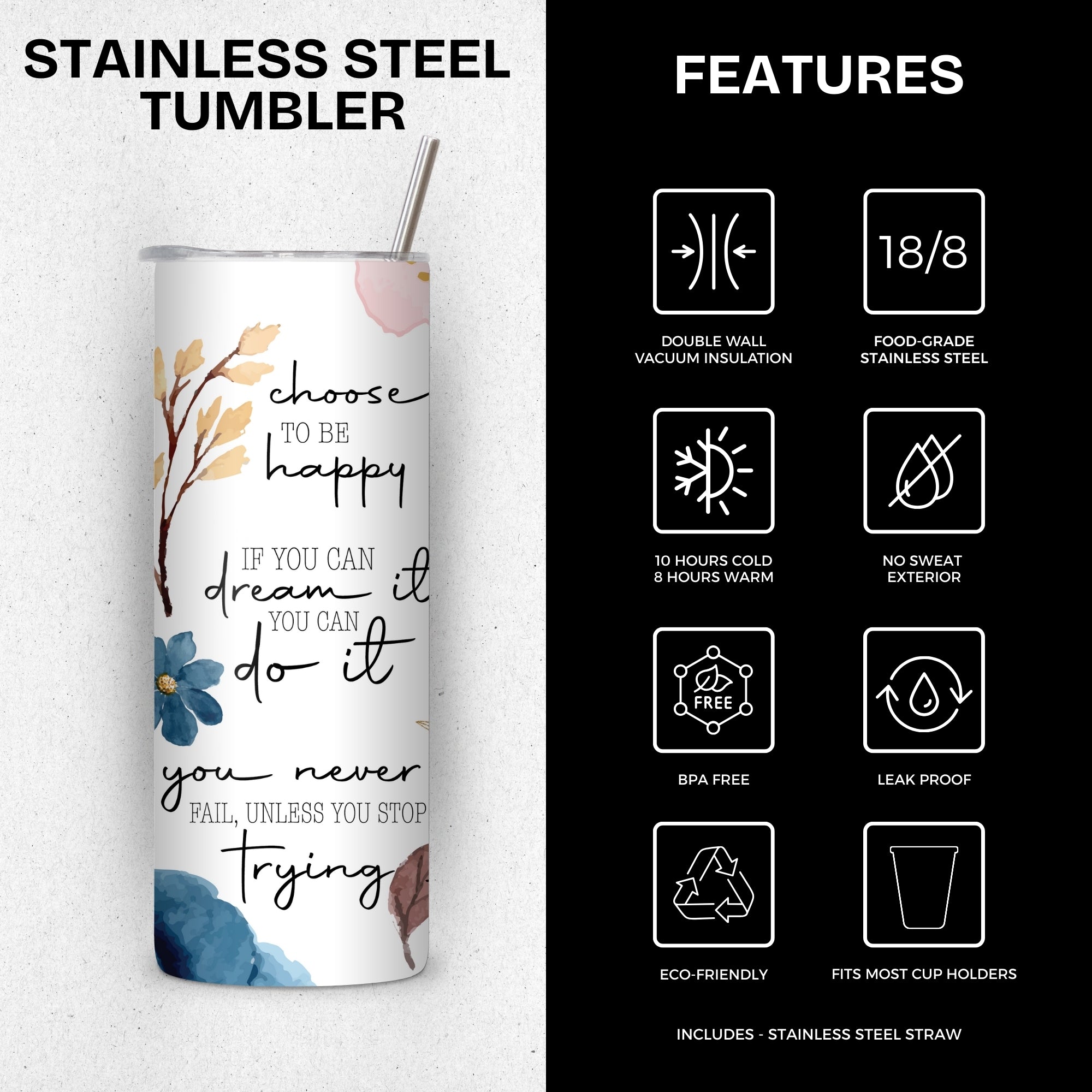 Self Love Affirmation Stainless Steel Vacuum Insulated Tumbler