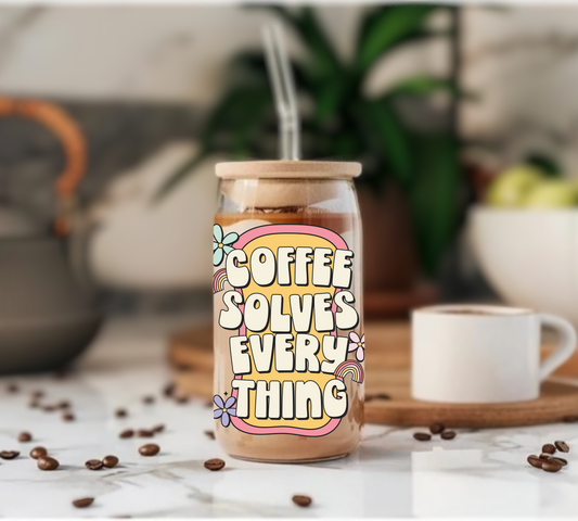 Coffee Solves Everything - Glass Tumbler