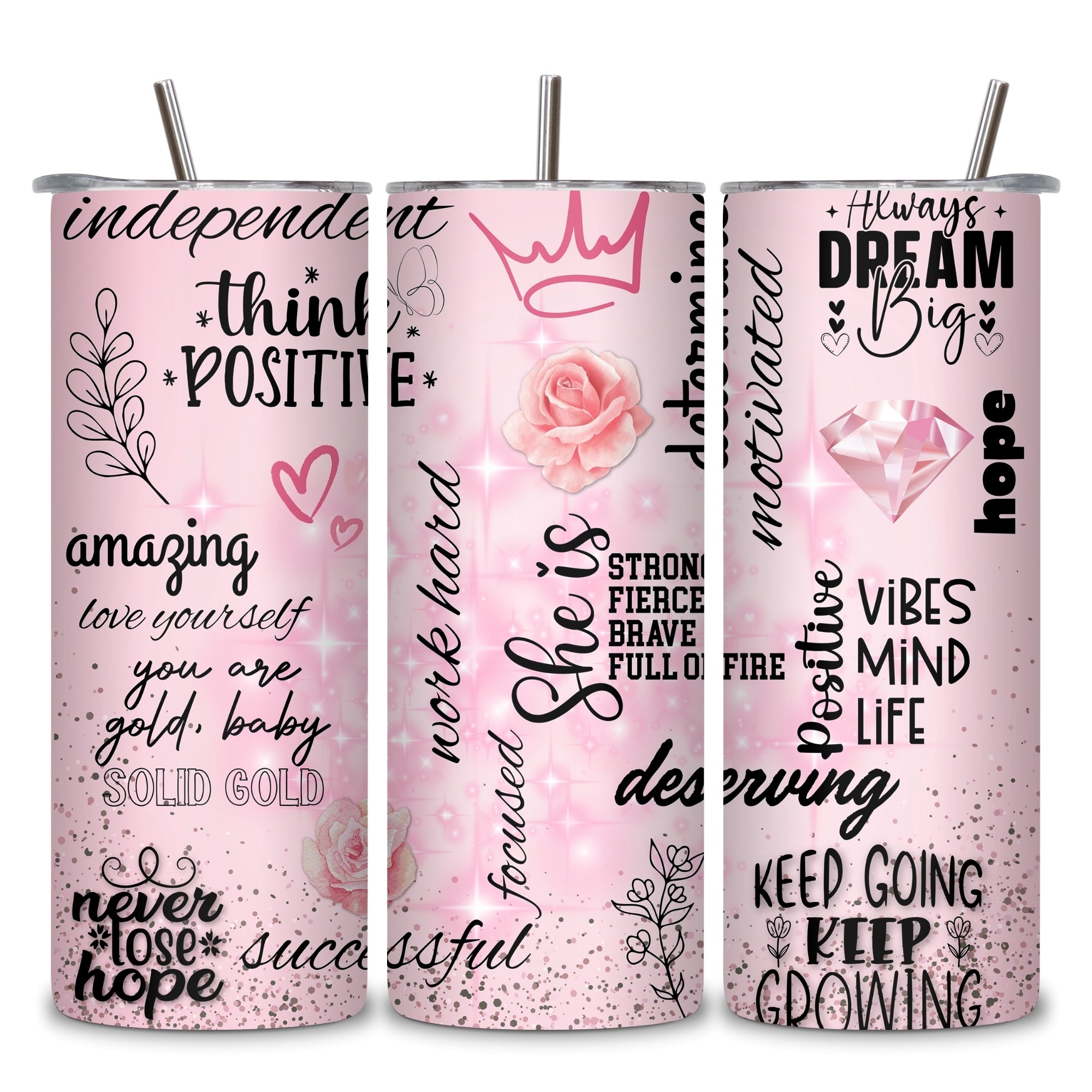 Affirmations for her Themed Stainless Steel Vacuum Insulated Tumbler