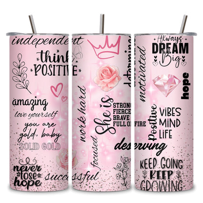 Affirmations for her Themed Stainless Steel Vacuum Insulated Tumbler