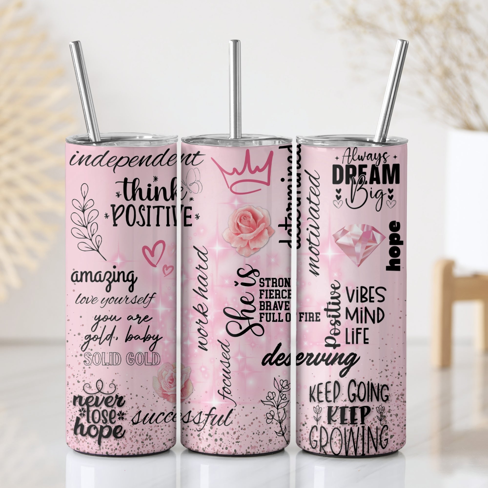 Affirmations for her Themed Stainless Steel Vacuum Insulated Tumbler