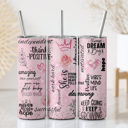 Affirmations for her Themed Stainless Steel Vacuum Insulated Tumbler