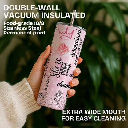 Affirmations for her Themed Stainless Steel Vacuum Insulated Tumbler