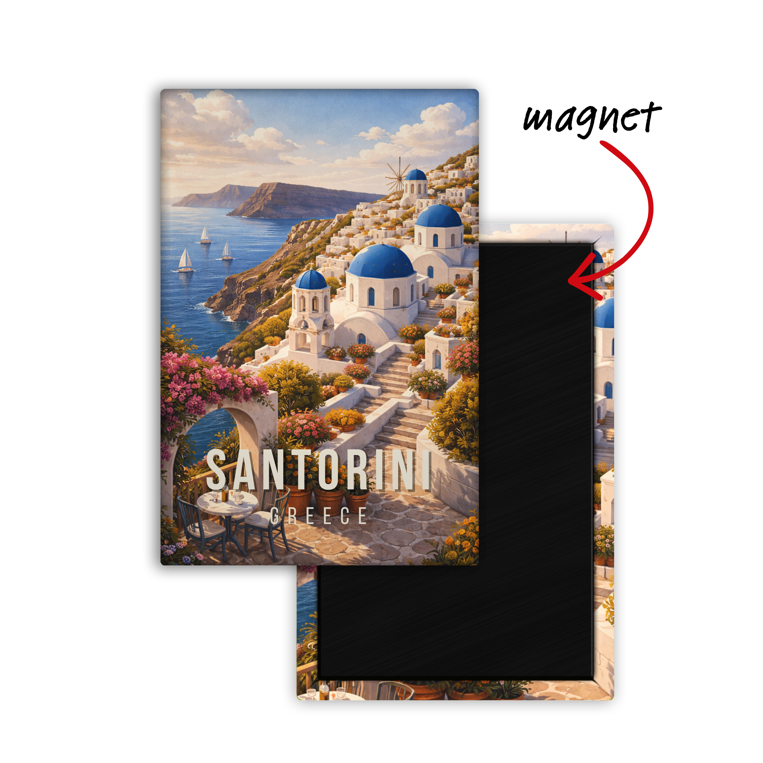 Lost in Santorini, Greece - Fridge Magnet
