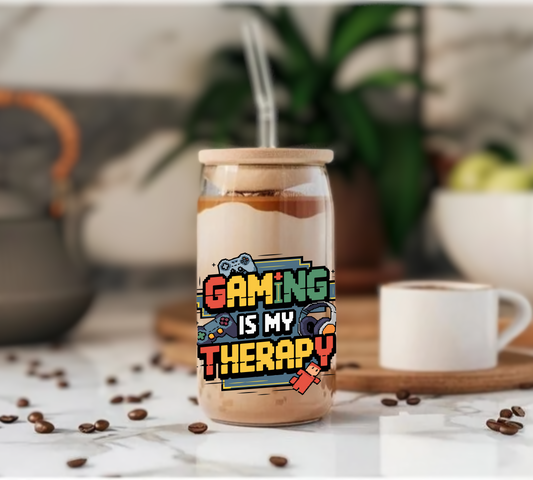Gaming Is My Therapy - Glass Tumbler