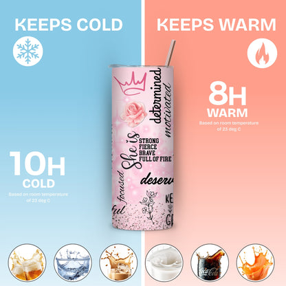 Affirmations for her Themed Stainless Steel Vacuum Insulated Tumbler