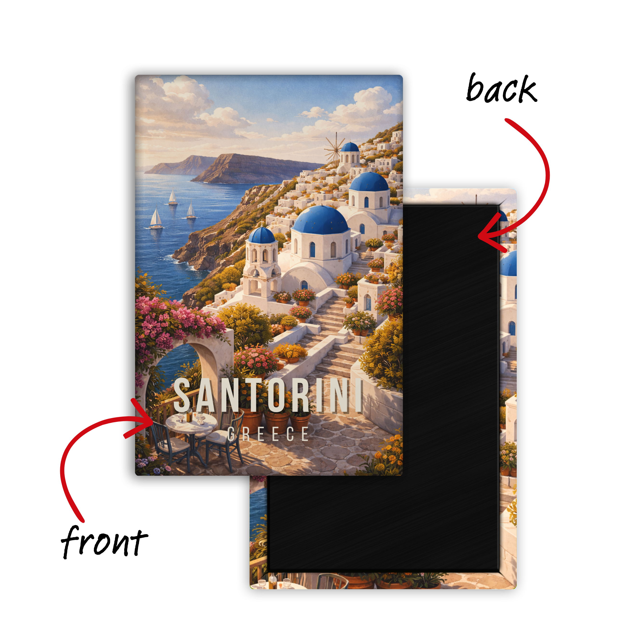 Lost in Santorini, Greece - Fridge Magnet
