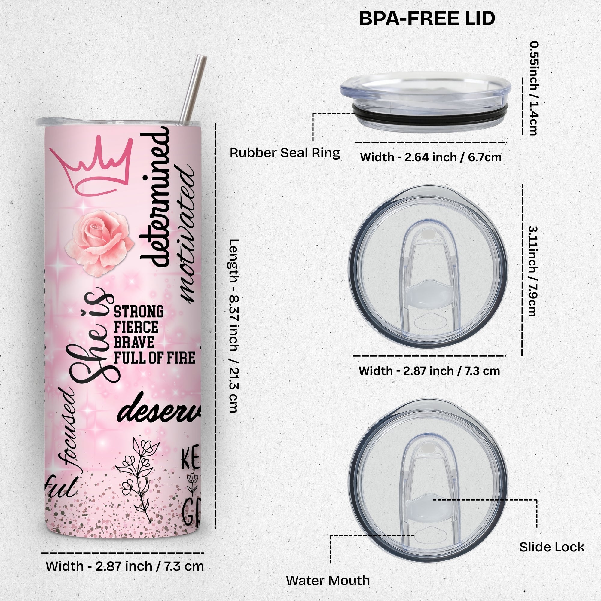 Affirmations for her Themed Stainless Steel Vacuum Insulated Tumbler