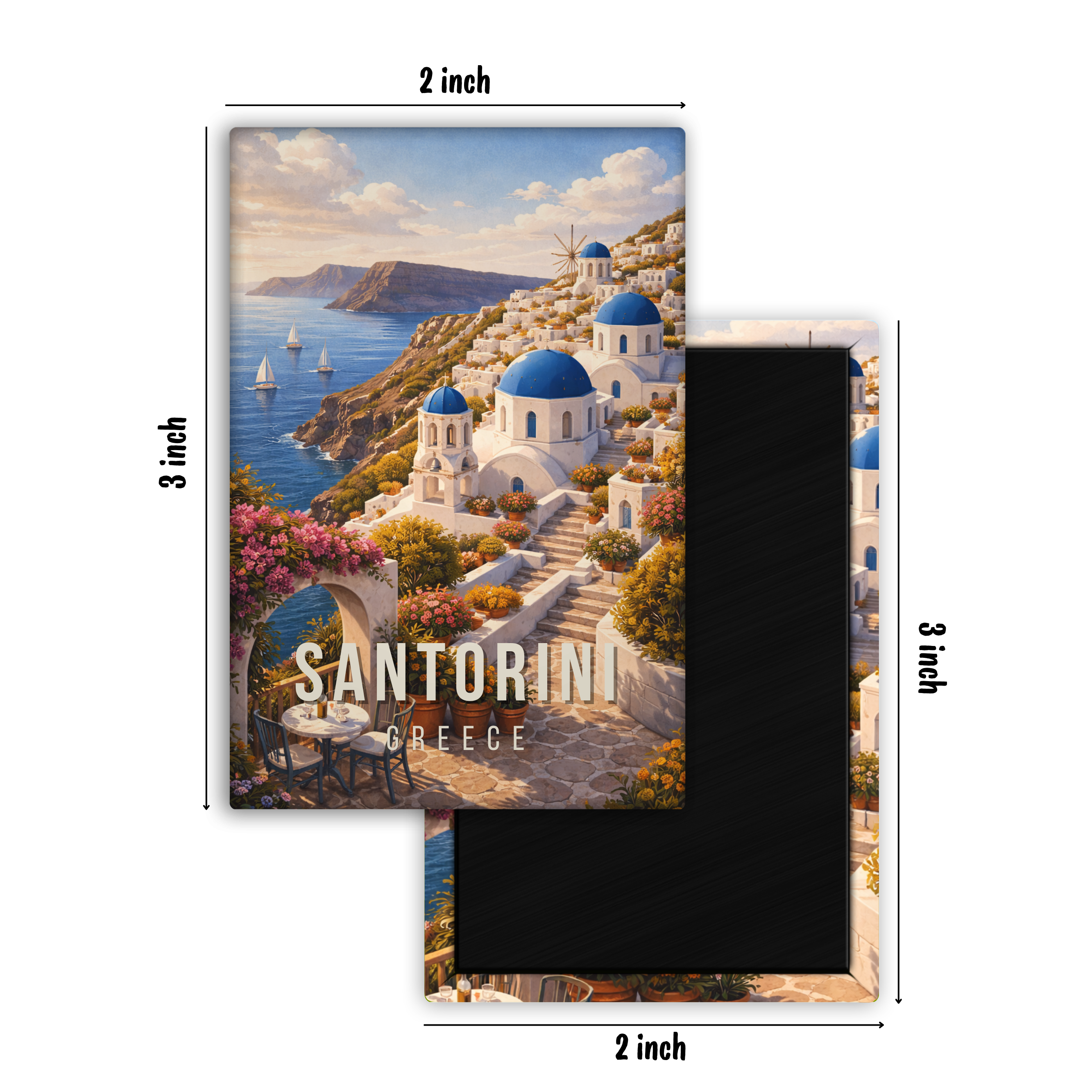 Lost in Santorini, Greece - Fridge Magnet