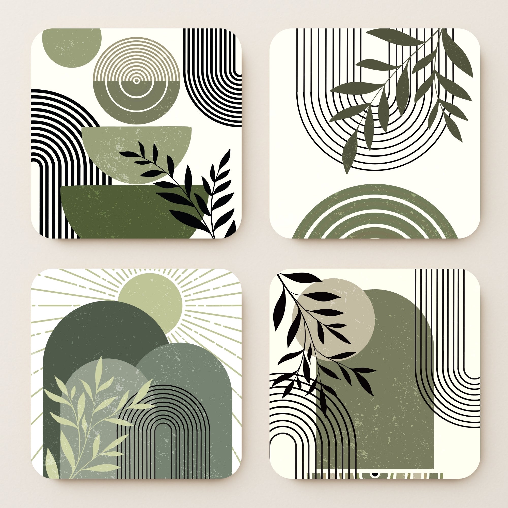 Abstract Boho MDF Coasters - Set Of 4
