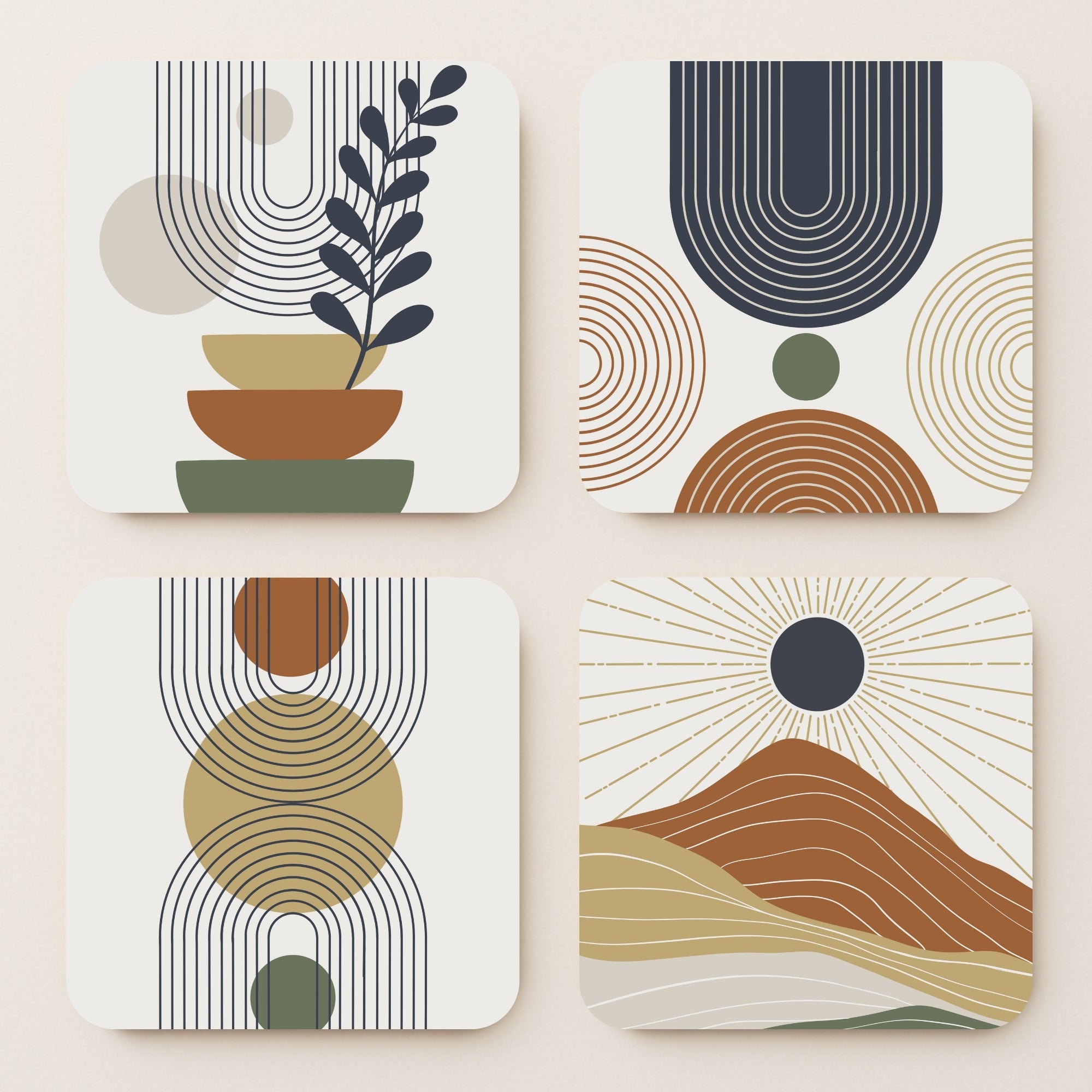 Abstract Boho MDF Coasters - Set Of 4