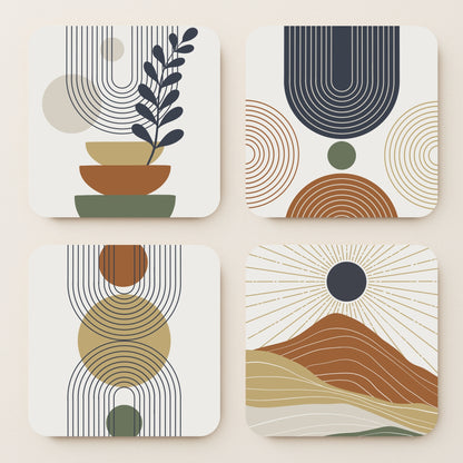 Abstract Boho MDF Coasters - Set Of 4