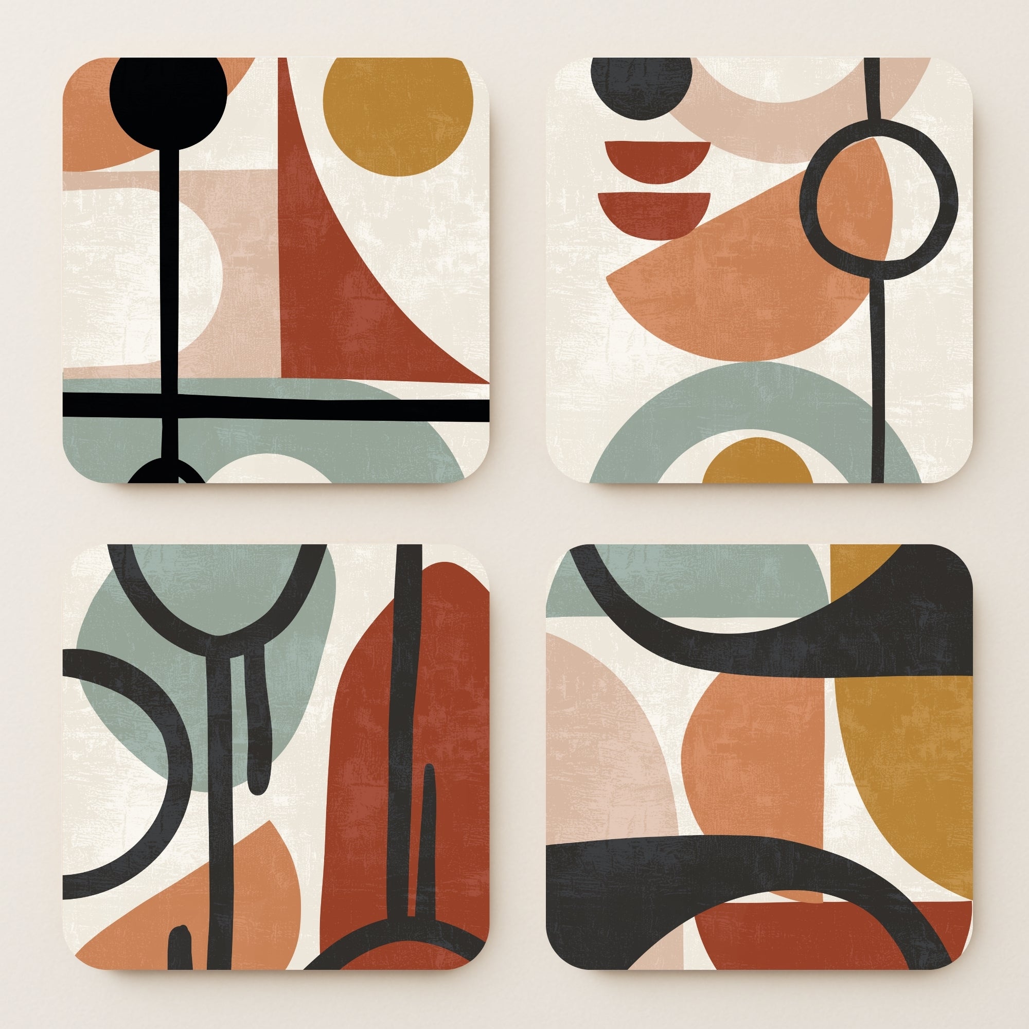 Abstract Boho MDF Coasters - Set Of 4