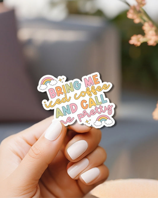 Bring Me Iced Coffee Vinyl Waterproof Sticker